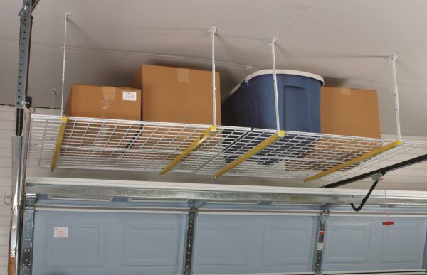 Overhead ceiling storage rack